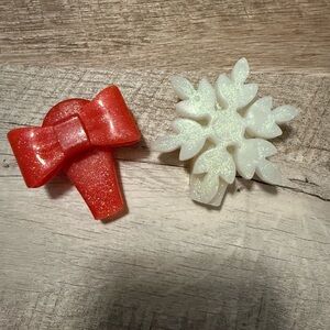 Red Bow and White Snowflake soap toppers
